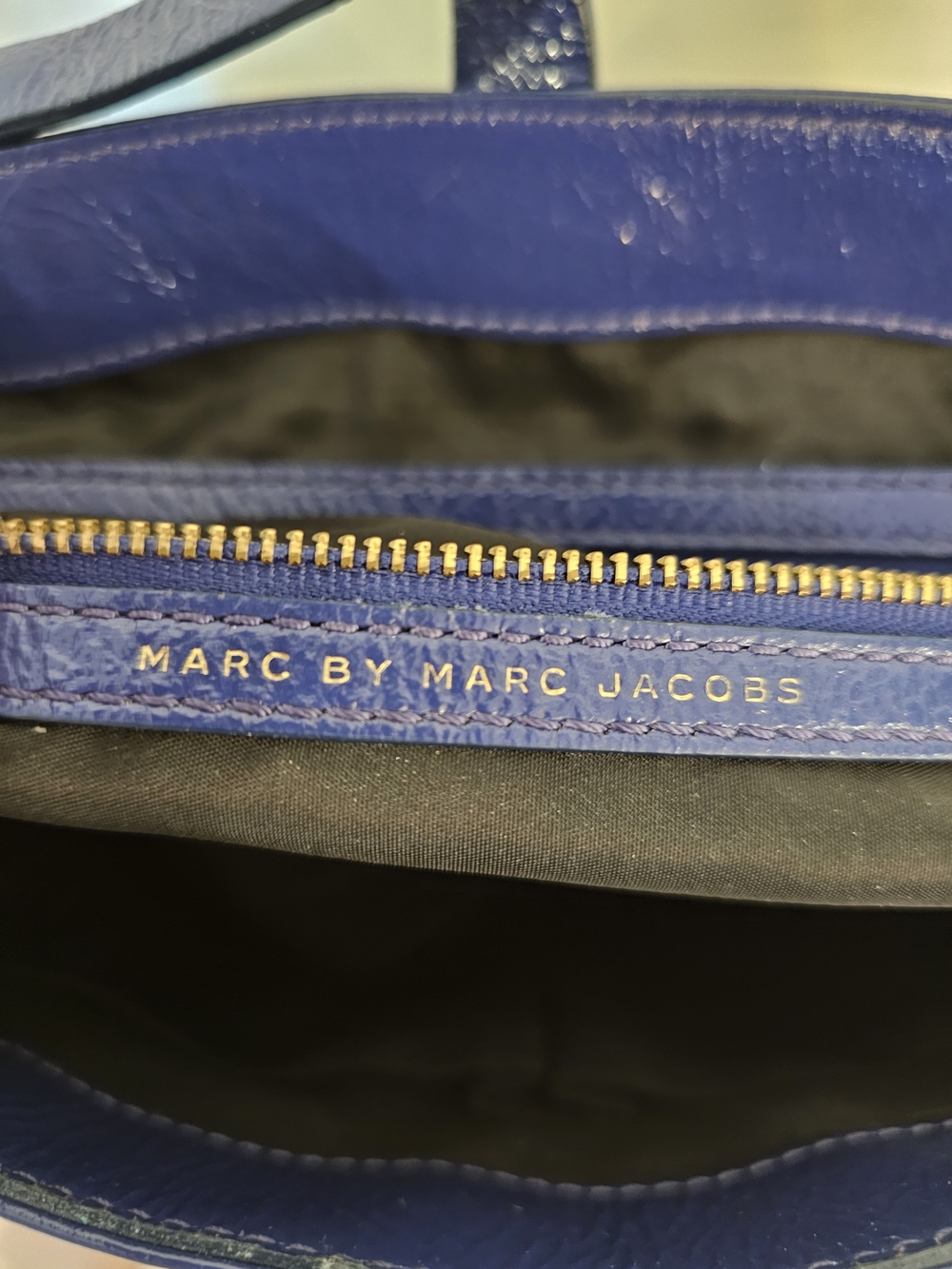 Marc By Marc Jacobs Werdi Patent Deep Blue Leather Top-Handle Satchel - Picture 5 of 6